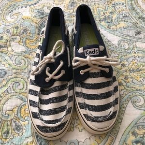 Navy and white Keds